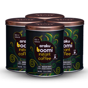 Araku Boomi Instant Coffee. Medium Roast. Pure Coffee. Low Acid. Made from award winning Araku valley beans. Tastes like a filter coffee. 100% Arabica.