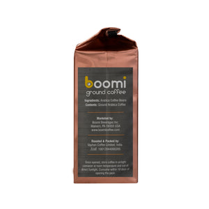 Boomi Premium Ground Coffee Anytime Java, Medium Roast, Perfectly Balanced, Always Smooth, Made with 100% Arabica Beans, 12 Ounce Bag.