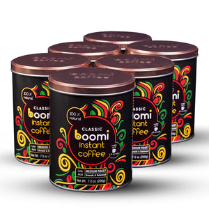 Boomi Instant Coffee. Medium Roast. Pure Coffee. Low Acid. Tastes like a filter coffee.